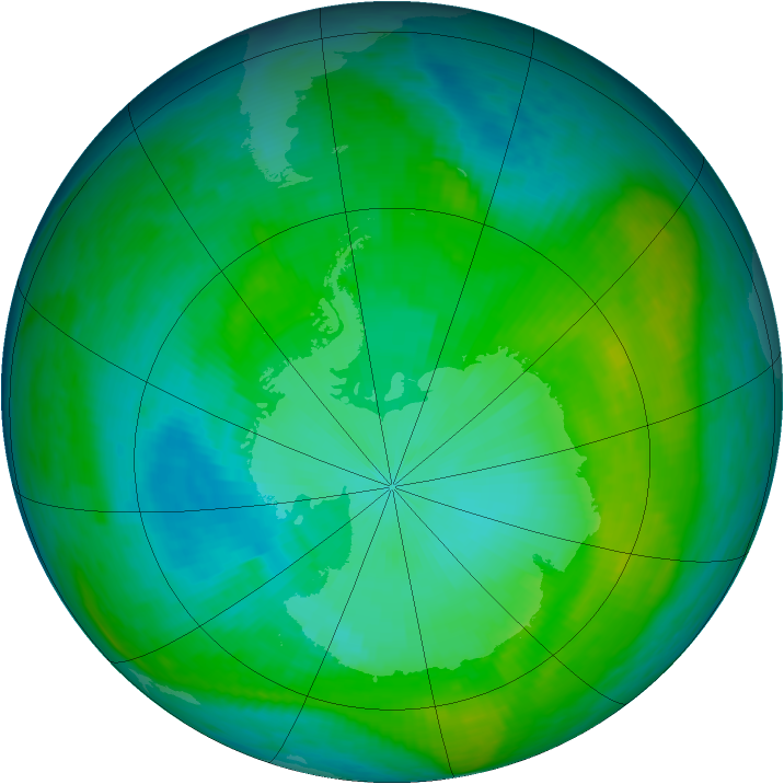 Antarctic ozone map for 31 January 1983